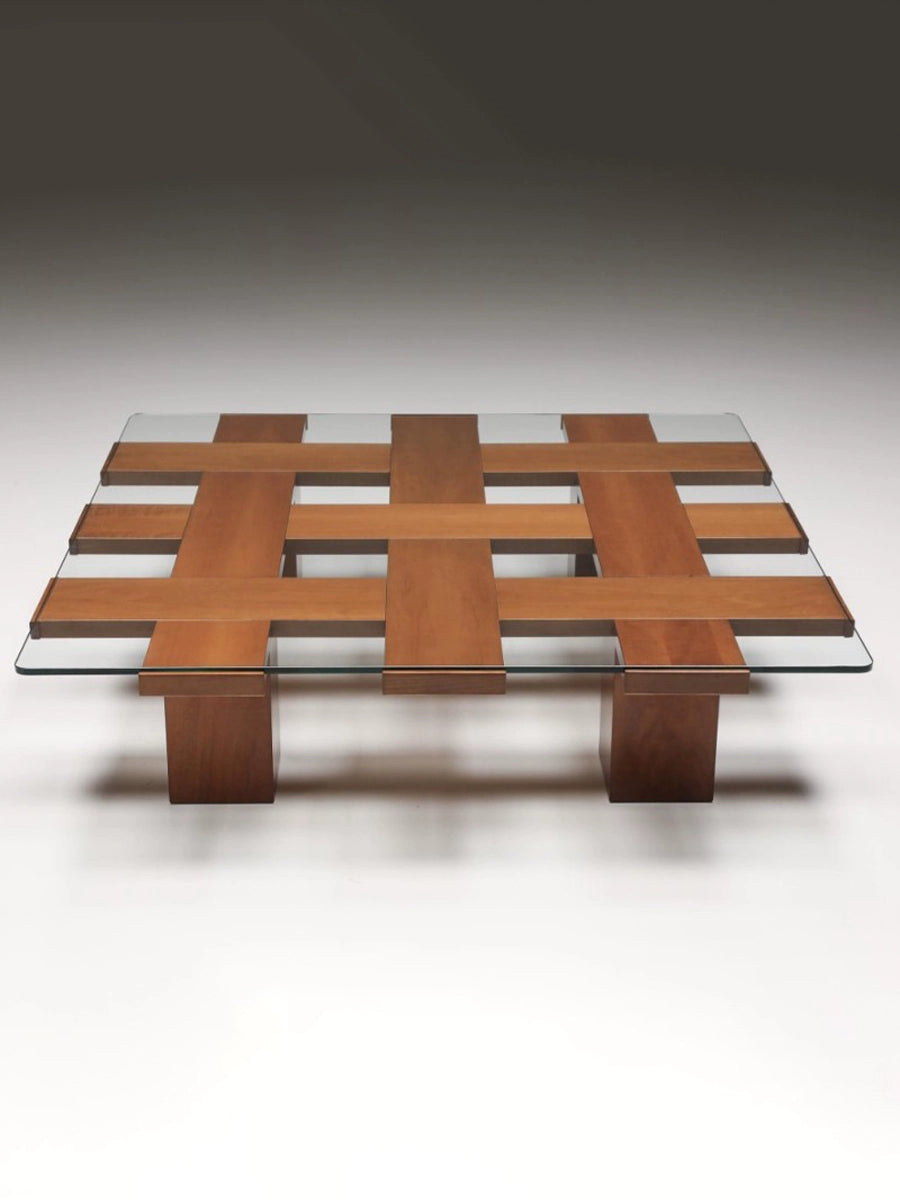 Dänischer mittelalterlicher südamerikanischer Teakholz-ultraweißer Glas-Massivholz-quadratischer Couchtisch Retro-Heim-Großwohnungs-Designer 