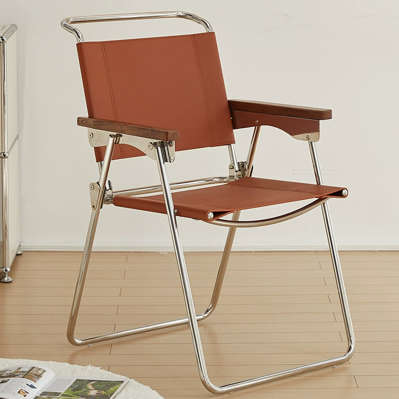 Sattelleder Klappstuhl Nordic Retro Esszimmerstuhl Kleine Wohnung Rückenlehne Sessel Balkon Freizeitstuhl 