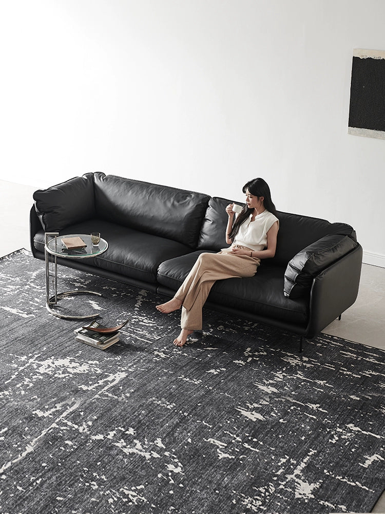 Nordic HUG Hug Sofa Waterproof and Anti-fouling Simple Medieval Straight Row Leather Small Apartment Living Room Three-person Sofa