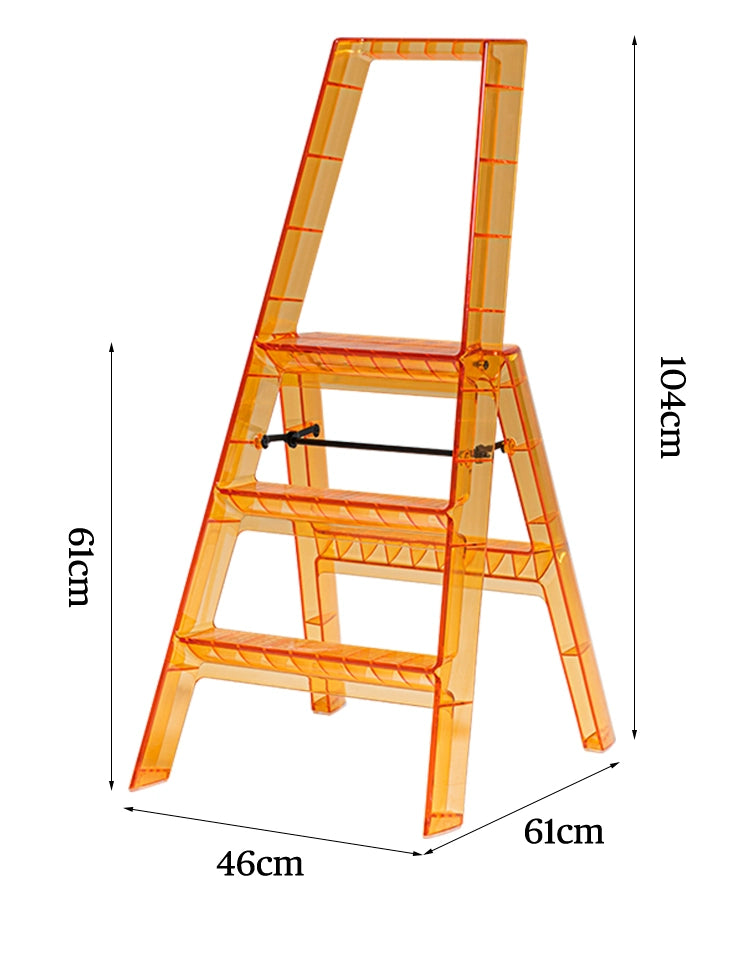 Transparente tragbare Klappleiter für den Haushalt, nordische Ins, dreistufige Leiter, Fischgrätenleiter, multifunktionales Regal 