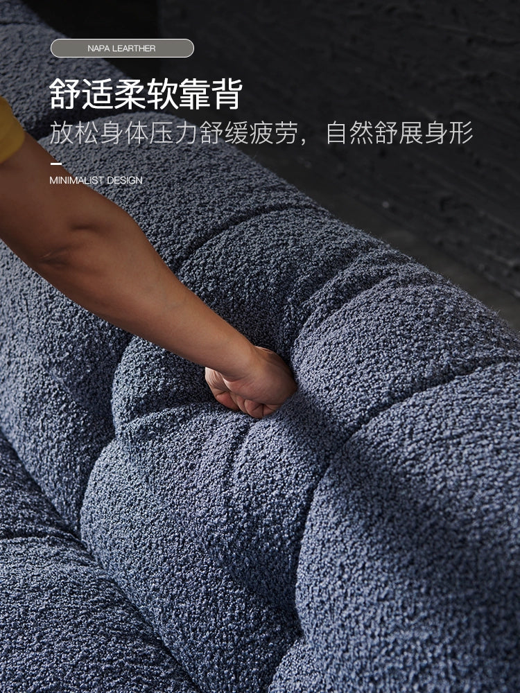 French Retro Cream Style BOBA Sofa Lamb Wool Internet Celebrity Surprise Dead Fabric Small Apartment Living Room Straight Row Marshmallow