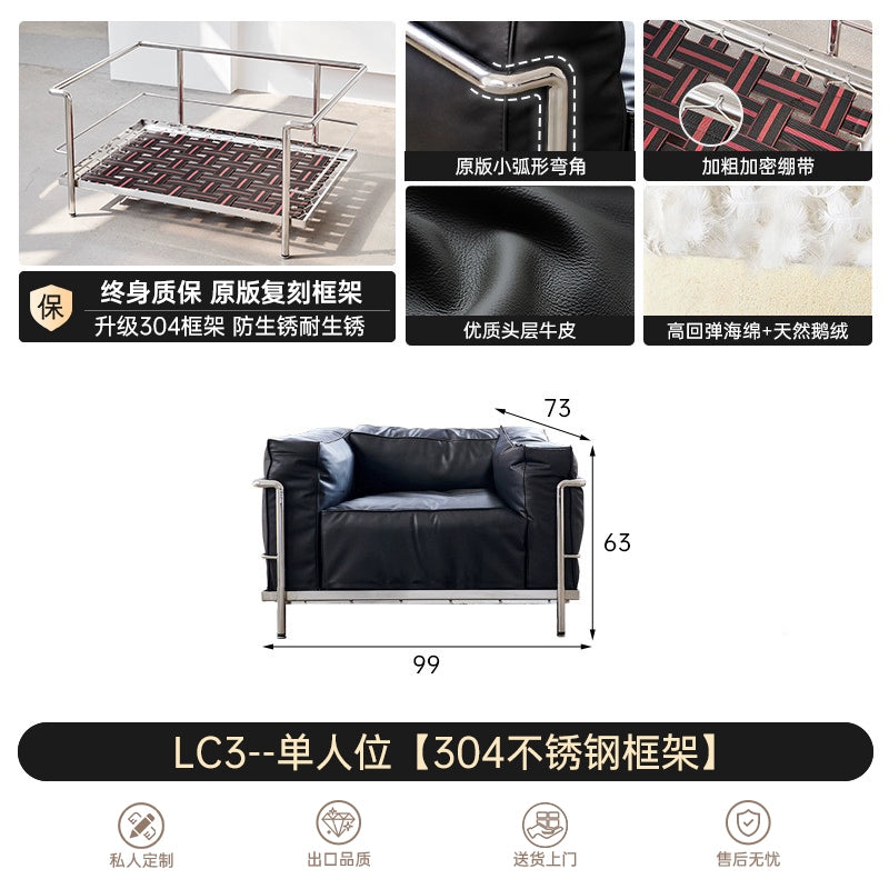 LC3 Sofa Corbusier Medieval Designer Bauhaus Italian Minimalist Three-person Straight Row Modern Leather Sofa