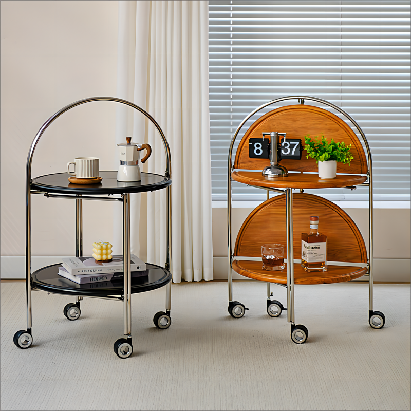 Klappbarer Couchtisch, beweglicher mittelalterlicher Sofa-Seitentisch, paar Massivholzwagen, kleine Wohnung, Nachttisch-Rack 