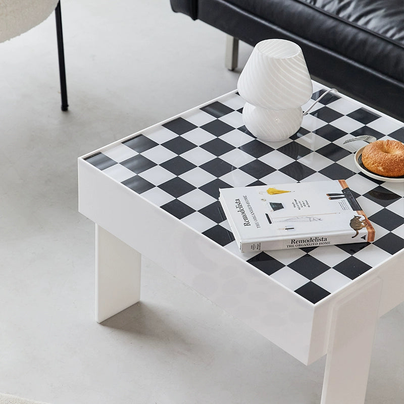 Schwarz und weiß schachbrett kaffee tisch acryl sofa ecke ins Internet celebrity stil platz kleine tisch 
