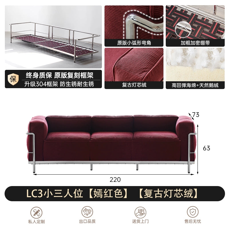 LC3 Fabric Sofa Medieval Corbusier Bauhaus Designer Single Chair Retro Living Room Home Single Sofa