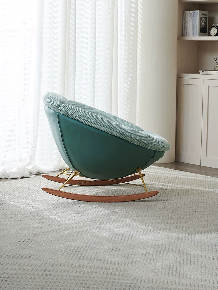 Single Rocking Chair Lotus Leaf Rocking Chair Nordic Home Living Room Ins Popular Designer Lazy Recliner Adult Leisure Chair
