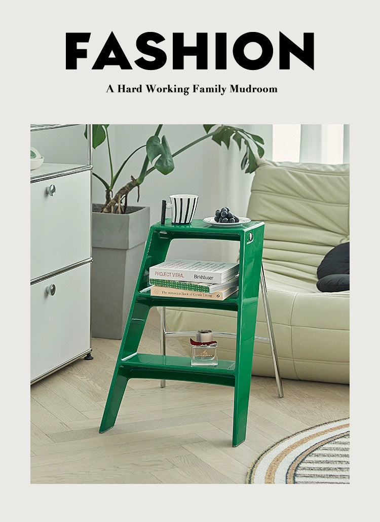 Transparente tragbare Klappleiter für den Haushalt, nordische Ins, dreistufige Leiter, Fischgrätenleiter, multifunktionales Regal 