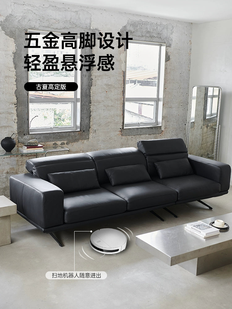 Italian Minimalist Adjustable Backrest Sofa First Layer Cowhide Modern Minimalist Living Room Designer Zee Straight Corner