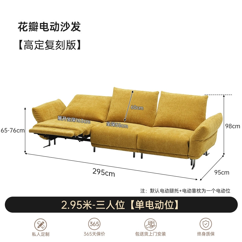 Electric Petal Sofa Minimalist Light Luxury Large and Small Apartment Living Room Straight Row Chenille Fabric First Class Functional Sofa