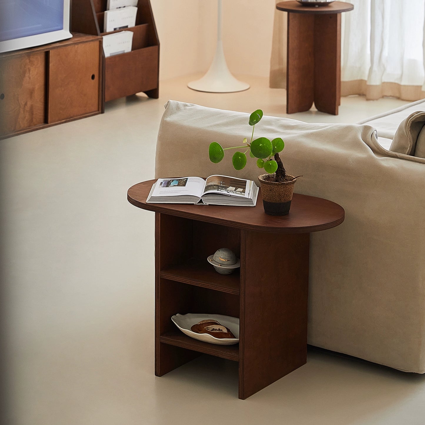 Massivholz kleiner Seitenschrank Retro Sofa Beistelltisch Ozeanbrett kleine Wohnung Couchtisch Haushaltsaufbewahrung Nachttisch