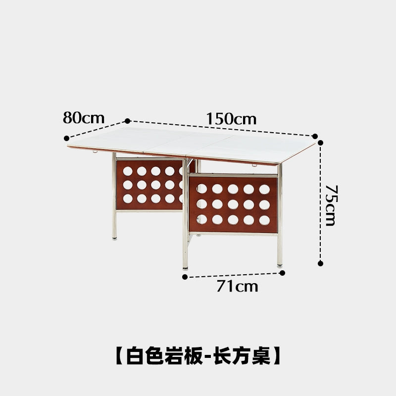 Klappbarer Esstisch aus Steinplatte, kleiner ausziehbarer Tisch für den Haushalt, nordischer mittelalterlicher Esstisch, leichter Luxus, einfach 