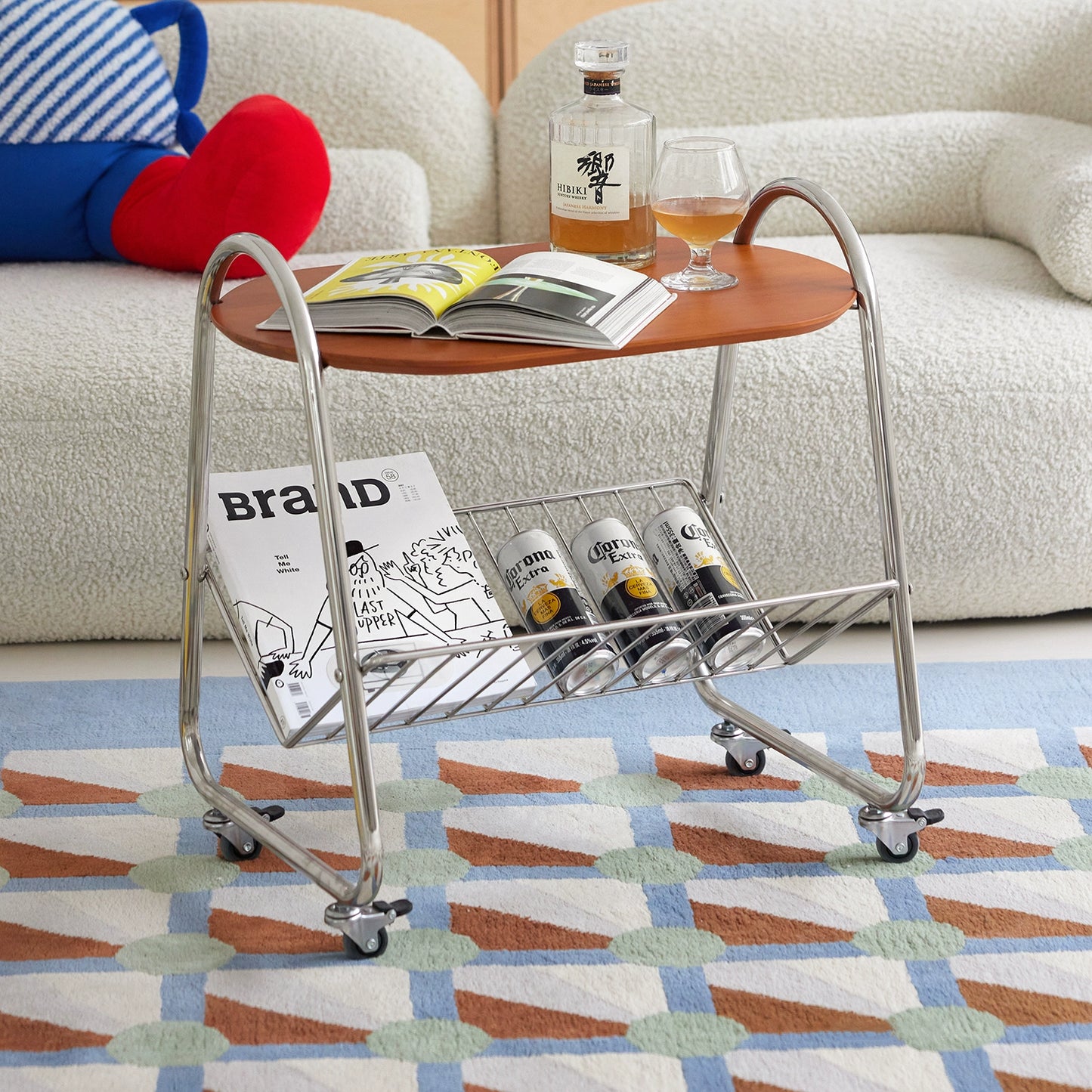 Retro Warenkorb Rack Einfache Ins Wind Mobile Sofa Seite Paar Creme Wind Kleine Wohnung Kaffee Tisch 