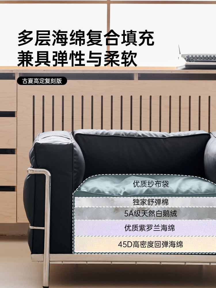 Italian Minimalist LC3 Sofa Corbusier Medieval Bauhaus Stainless Steel Down Single Sofa