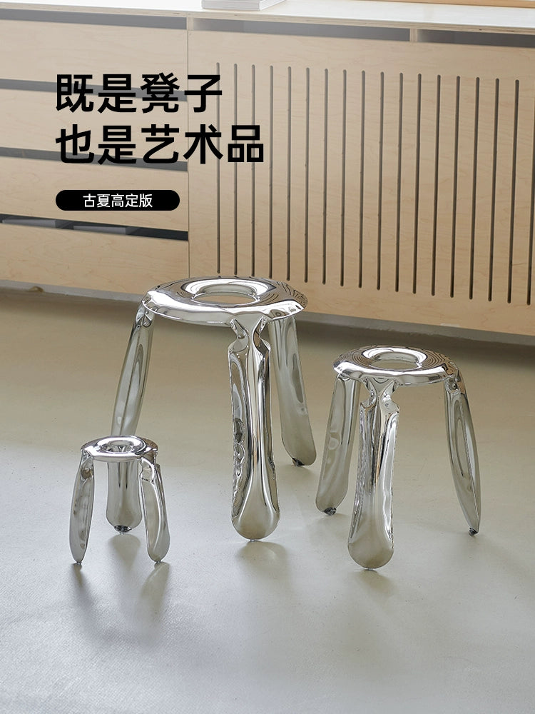 Creative Balloon Stool Designer Stainless Steel Round Stool Shoe Changing Stool Living Room Home Low Stool Art Decorative Metal Stool