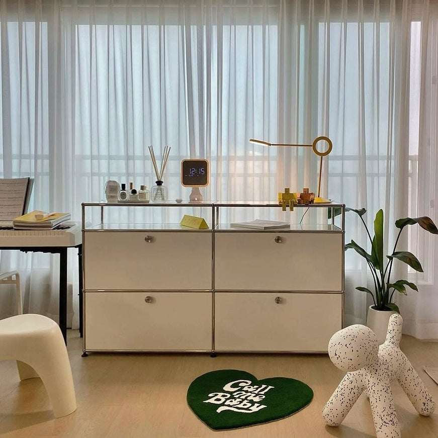 Medieval Light Luxury Dining Side Cabinet Usmah Metallmodulschrank Edelstahl-Eimerschrank Haushalt Wohnzimmer Bücherregal TV-Schrank 