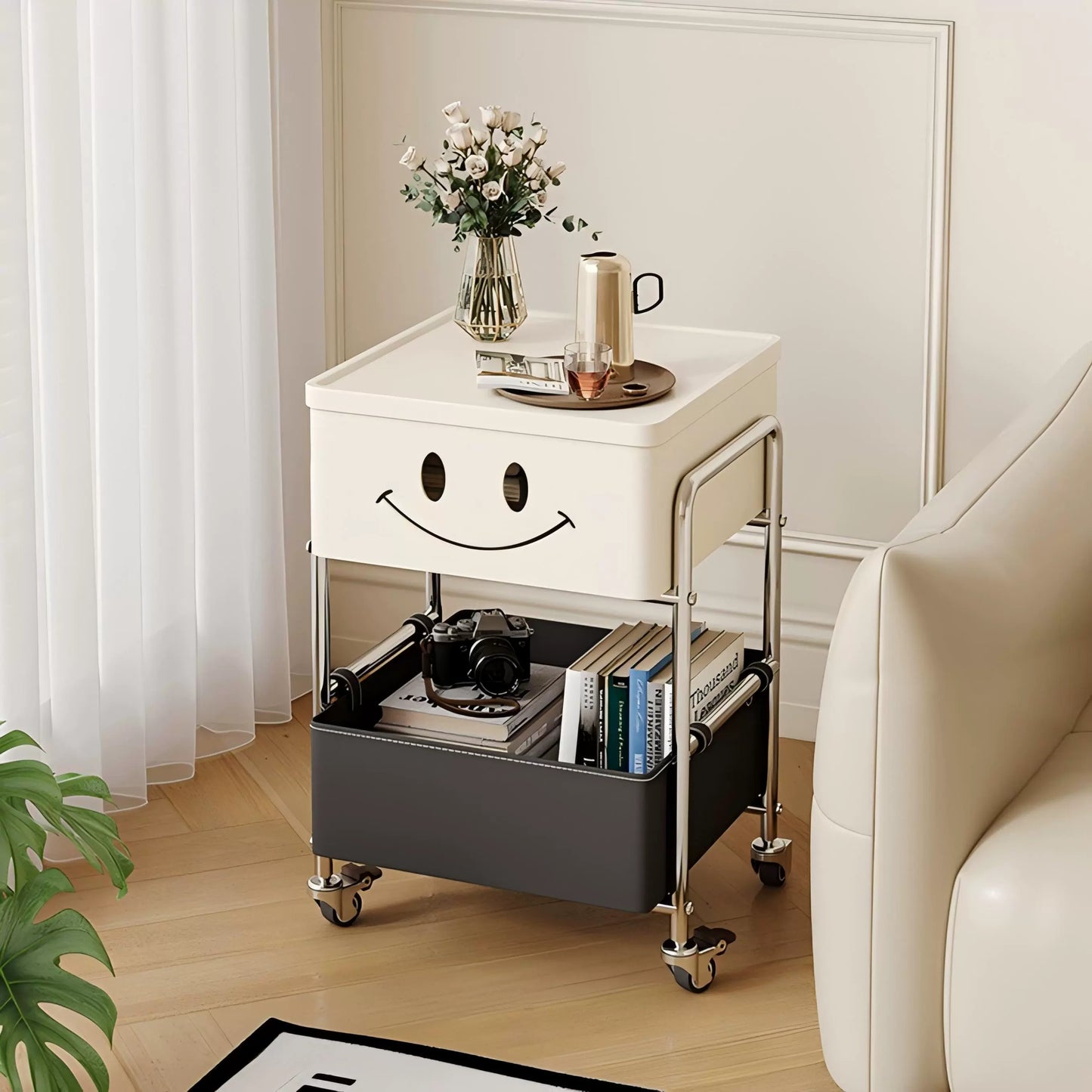 Mobiler Nachttisch, Kreativer Creme-Wind-Sofa-Beistelltisch, Paar Kleine Kinderschlafzimmer-Nachttische, Haushalt (Farbe : A)