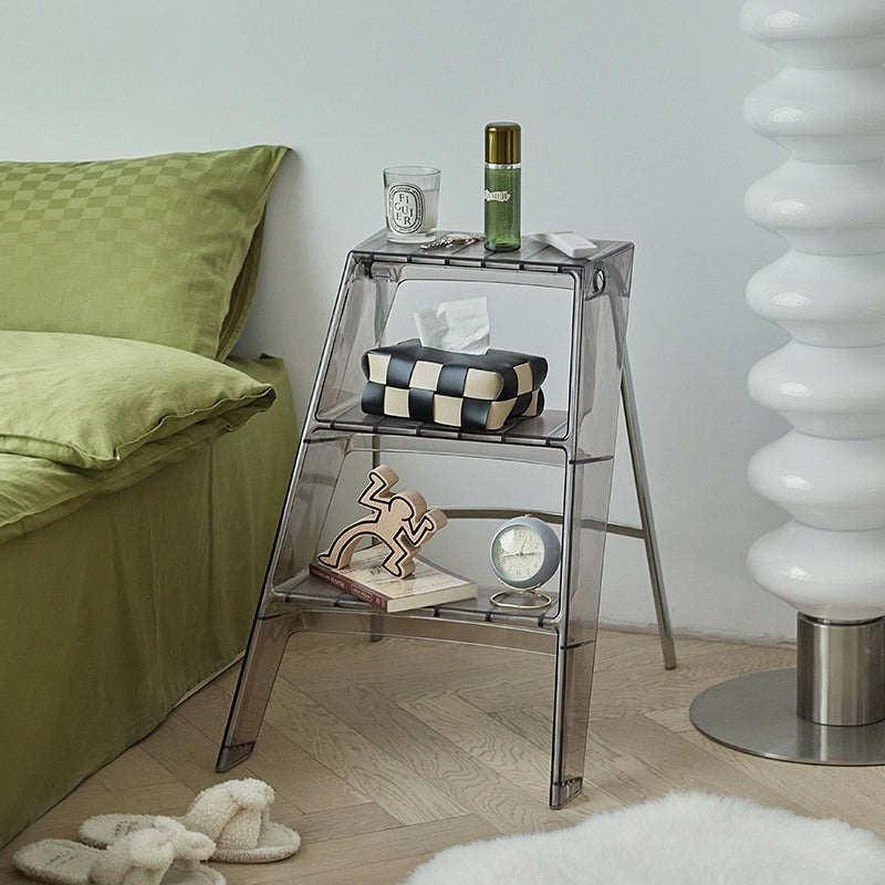 Transparente tragbare Klappleiter für den Haushalt, nordische Ins, dreistufige Leiter, Fischgrätenleiter, multifunktionales Regal 