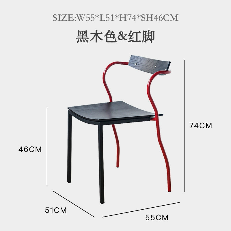 Einfacher Designer-Esszimmerstuhl, mittelalterlicher künstlerischer Stuhl, Schmiedeeisen, Massivholz, Café, Restaurantstuhl, Freizeit 