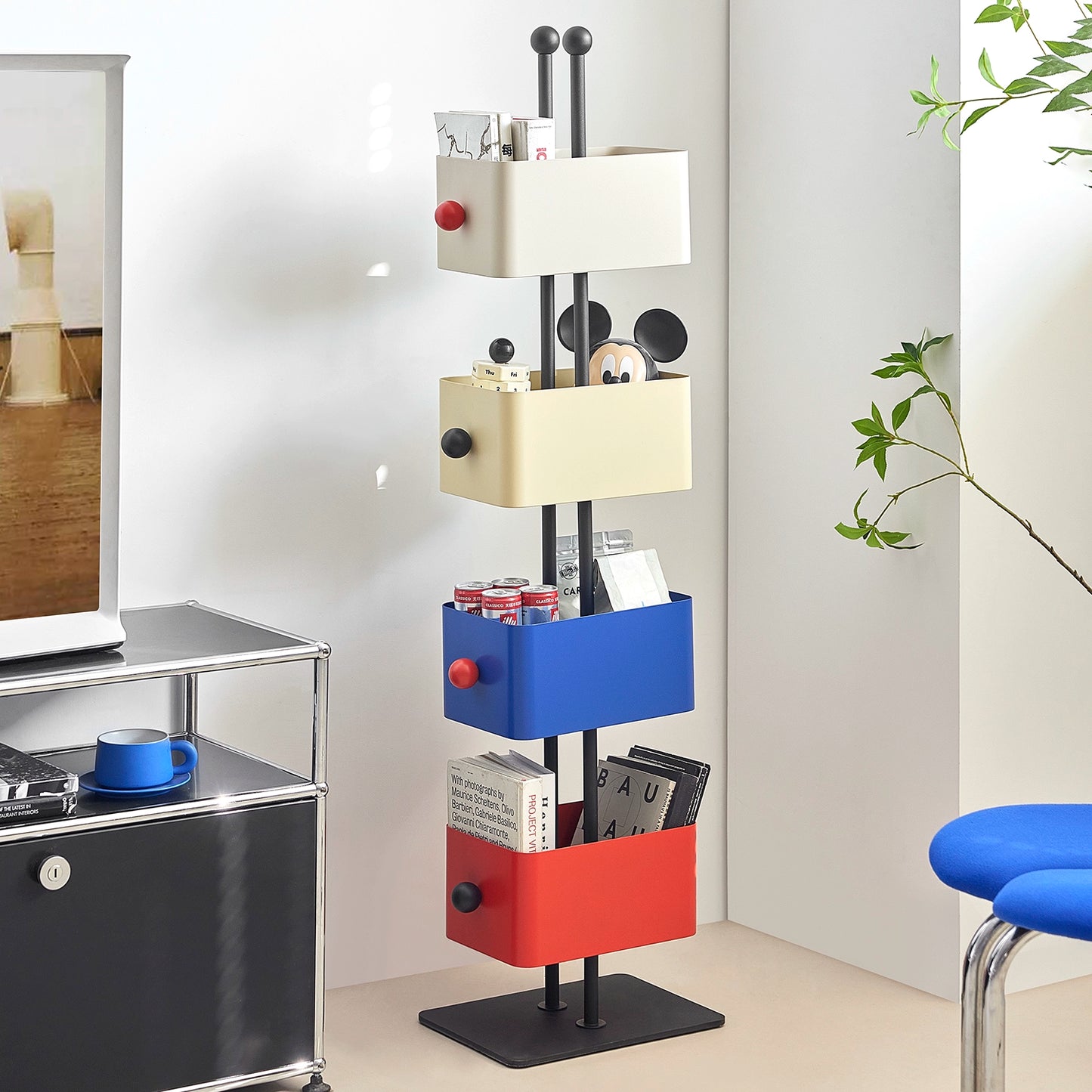 Square Box Bücherregal Wohnzimmer Home Boden Eckregal Kinderzimmer Schmiedeeisen Zeitschriftenständer an der Wand