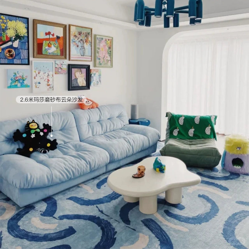 Home Furniture Italian Light Luxury Baxter Clouds Three People Straight Row Living Room Matte Leather Down Sofa