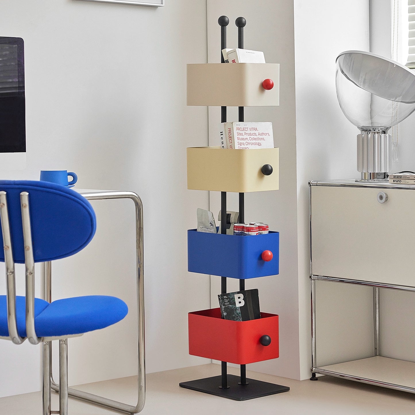 Square Box Bücherregal Wohnzimmer Home Boden Eckregal Kinderzimmer Schmiedeeisen Zeitschriftenständer an der Wand