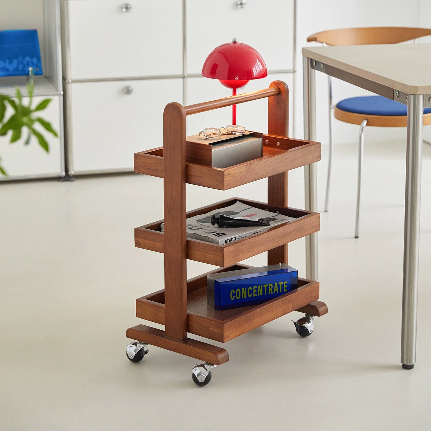 Mittelalterlicher Trolley-Rack Massivholz Mobile Sofa Edge Paar Kreative Nordic Modern Side Cabinet Teetisch 