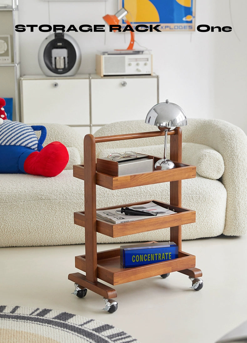 Mittelalterlicher Trolley-Rack Massivholz Mobile Sofa Edge Paar Kreative Nordic Modern Side Cabinet Teetisch 