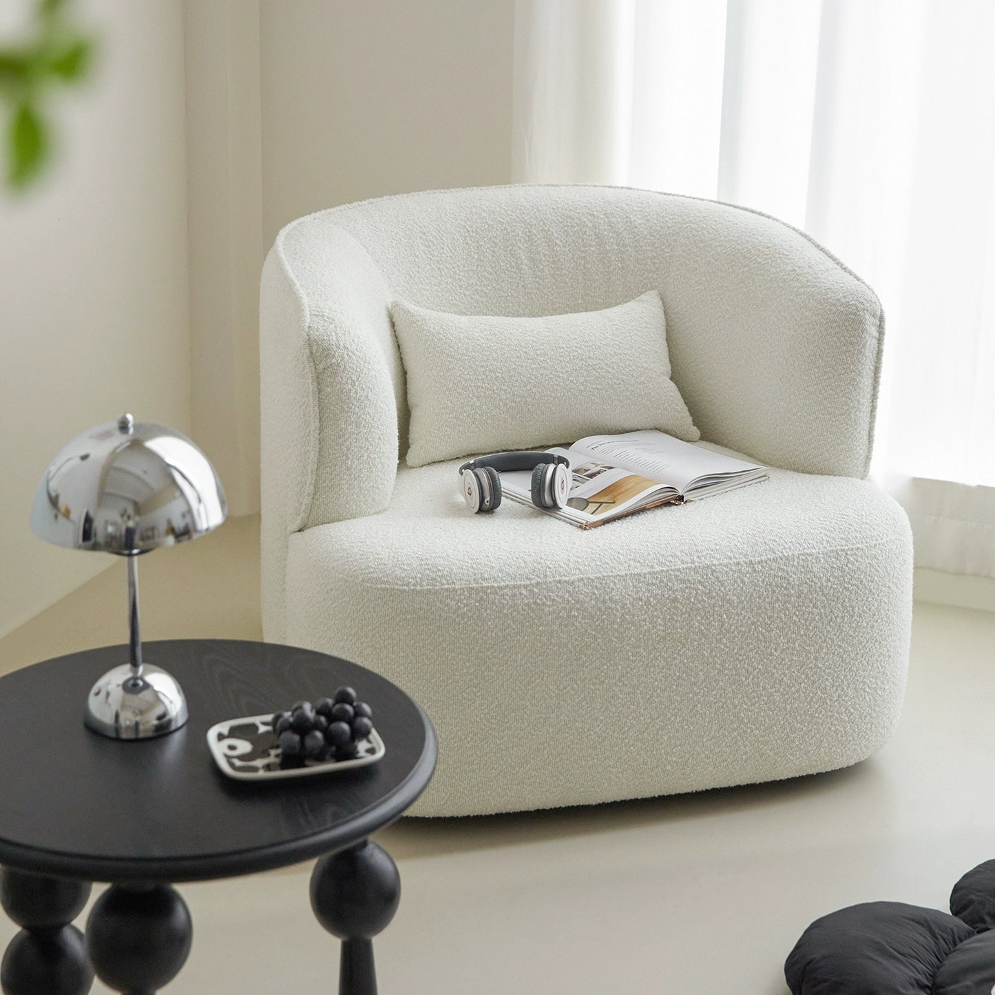 Lässiger Einzelsofastuhl, cremefarben, Wind, faules Sofa, Wohnzimmer, mittelalterliches Ins, minimalistisches Design, Einzelstuhl 