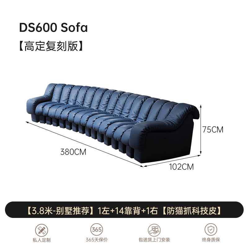 Italian Light Luxury Leather Snake Sofa DS600 Curved Sofa Villa Large Flat Layer Designer Module Combination