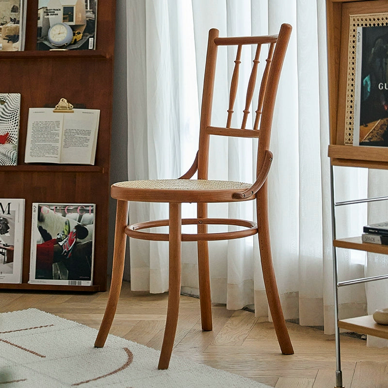 Retro Rattan Esszimmerstuhl Massivholz Rückenlehne Stuhl Home Designer TON378 Stuhl Nordic Ins Stil 