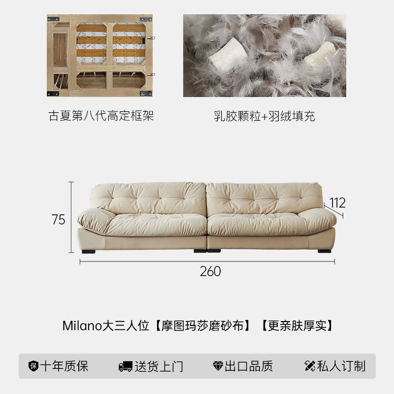 Home Furniture Italian Light Luxury Baxter Clouds Three People Straight Row Living Room Matte Leather Down Sofa