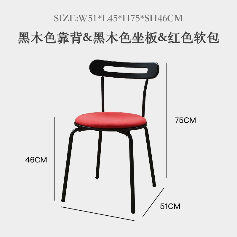 Minimalistischer mittelalterlicher Esszimmerstuhl, kleiner Schreibtischstuhl für Wohnungen, koreanischer Ins-Haushaltshocker mit Rückenlehne, stapelbar 