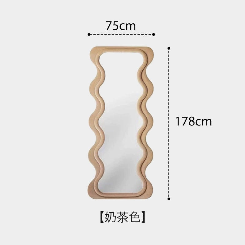 Full-length Mirror Floor-to-ceiling Ins Wind Retro Full-length Mirror Home Living Room Decoration Clothing Store Wave Mirror