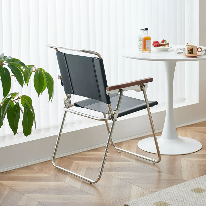 Sattelleder Klappstuhl Nordic Retro Esszimmerstuhl Kleine Wohnung Rückenlehne Sessel Balkon Freizeitstuhl 