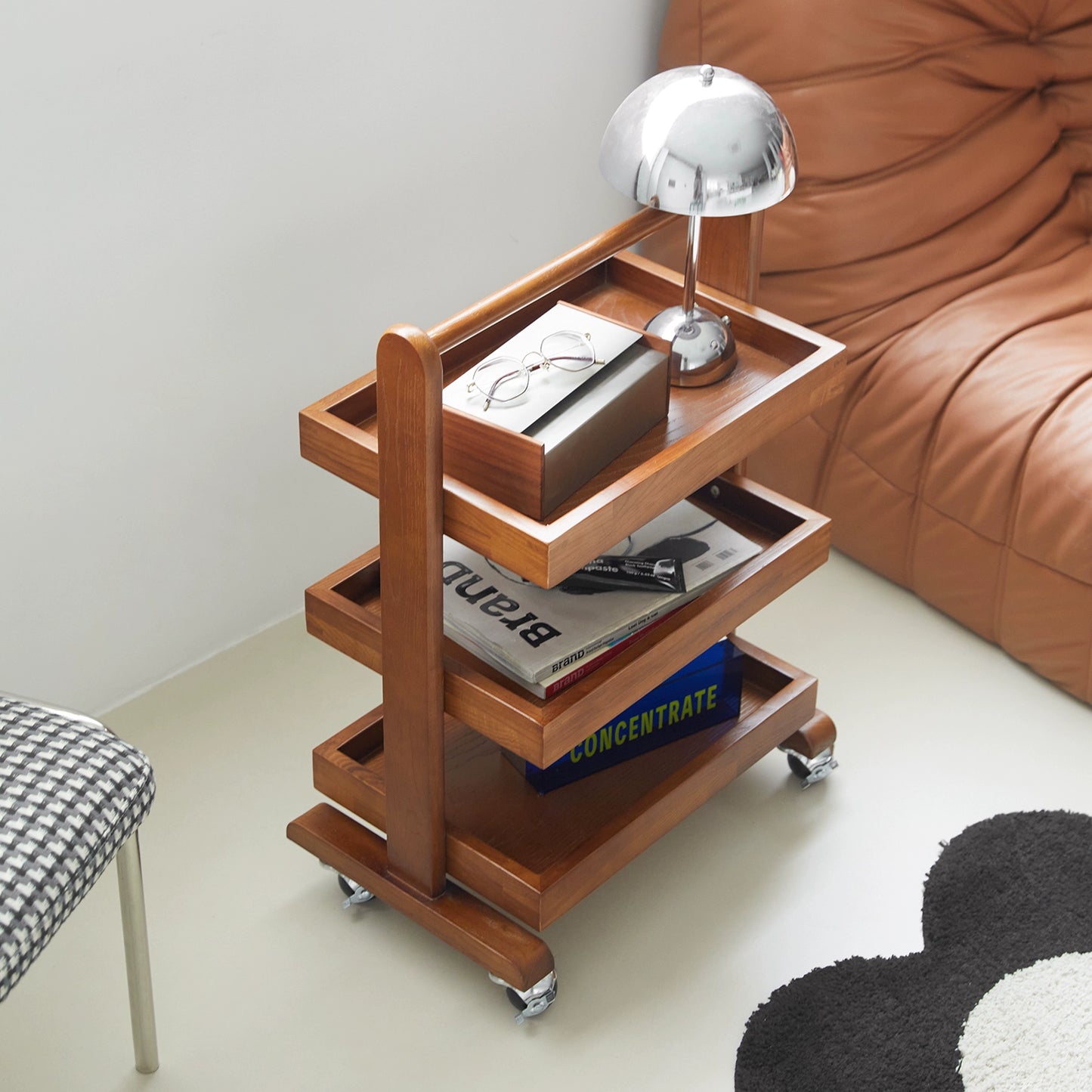 Mittelalterlicher Trolley-Rack Massivholz Mobile Sofa Edge Paar Kreative Nordic Modern Side Cabinet Teetisch 