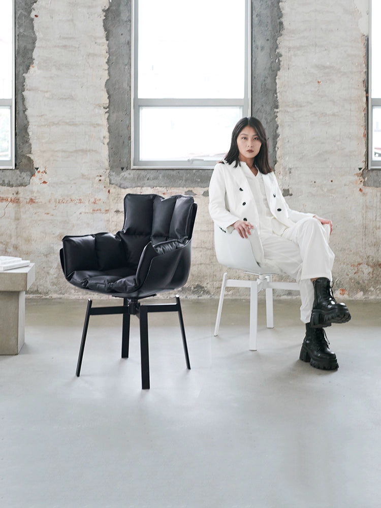 Italian Light Luxury Husk Chair Muscle Chair Designer Chair Rice Husk Chair Rotatable Home Dining Chair Book Table Chair