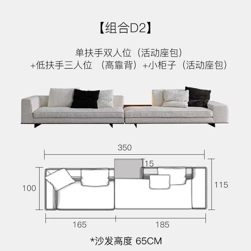 Italian Minimalist Designer Suspended Fabric Leather Villa Large Flat-floor Apartment ROGER Roger Sofa 2022