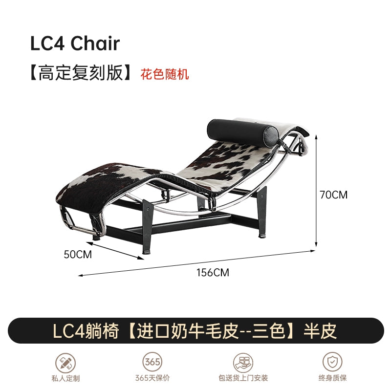 Home LC4 Recliner Corbusier Designer Leather Bauhaus Leisure Balcony Office Lunch Chair