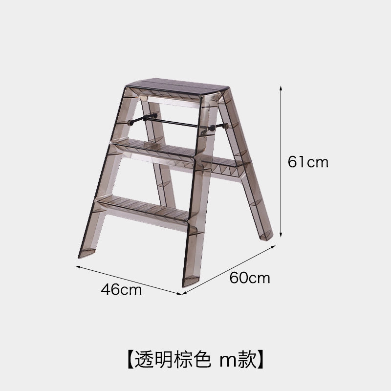 Transparente tragbare Klappleiter für den Haushalt, nordische Ins, dreistufige Leiter, Fischgrätenleiter, multifunktionales Regal 
