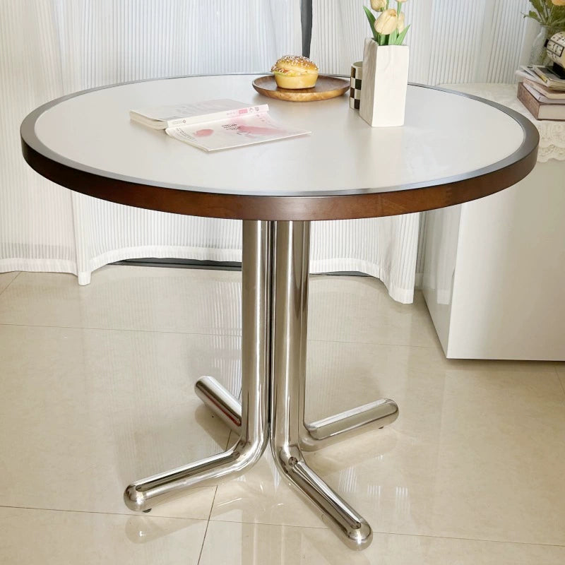 Mittelalterlicher Esstisch aus Massivholz, Ins PopularMinimalist Ins Style, runder Tisch, nordischer Esstisch aus Steinplatte, Kreativität 