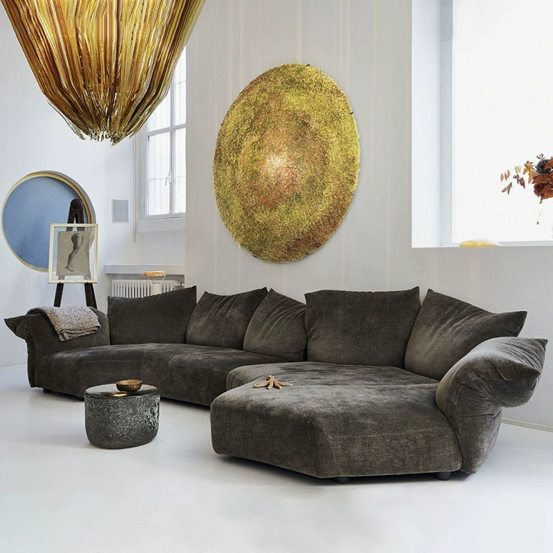 Petal Sofa Italian Minimalist Large Flat-floor Villa Living Room Designer High-end Fabric Straight Row Special-shaped Curved Sofa