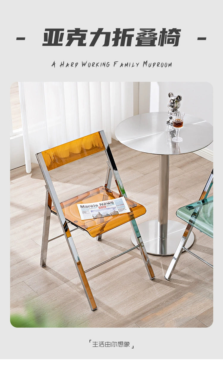 Klappbarer Esszimmerstuhl aus Acryl mit transparenter Rückenlehne, Hocker im Ins Popularins-Stil, einfacher nordischer Freizeitstuhl 