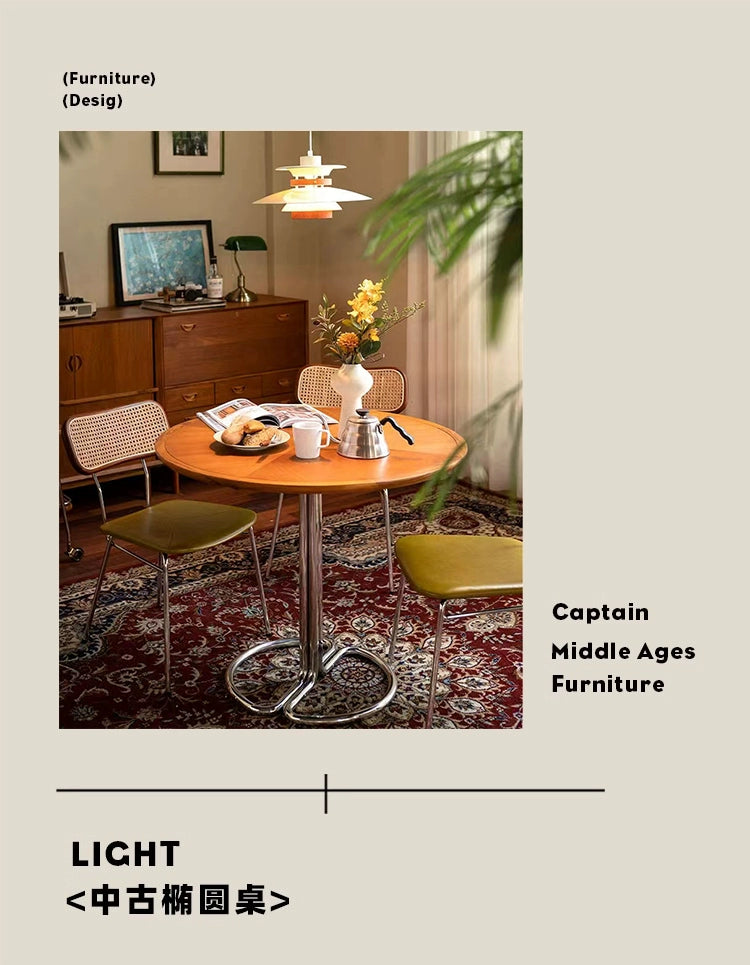 Französischer mittelalterlicher Esstisch aus Massivholz für den Haushalt, kleiner Wohnungstisch, Designer-Ins-Retro-Rundtisch, Kreativität 