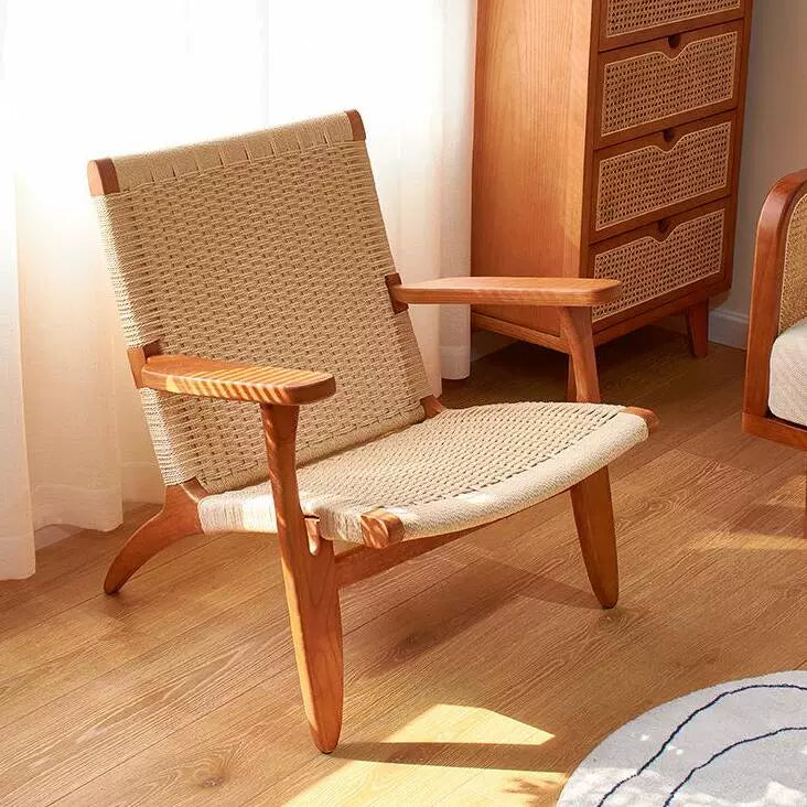 Rattan Sofa Stuhl Nordic Freizeit Stuhl Massivholz Zurück Stuhl Balkon Mittelalterlichen Log Wabi-sabi Wind 