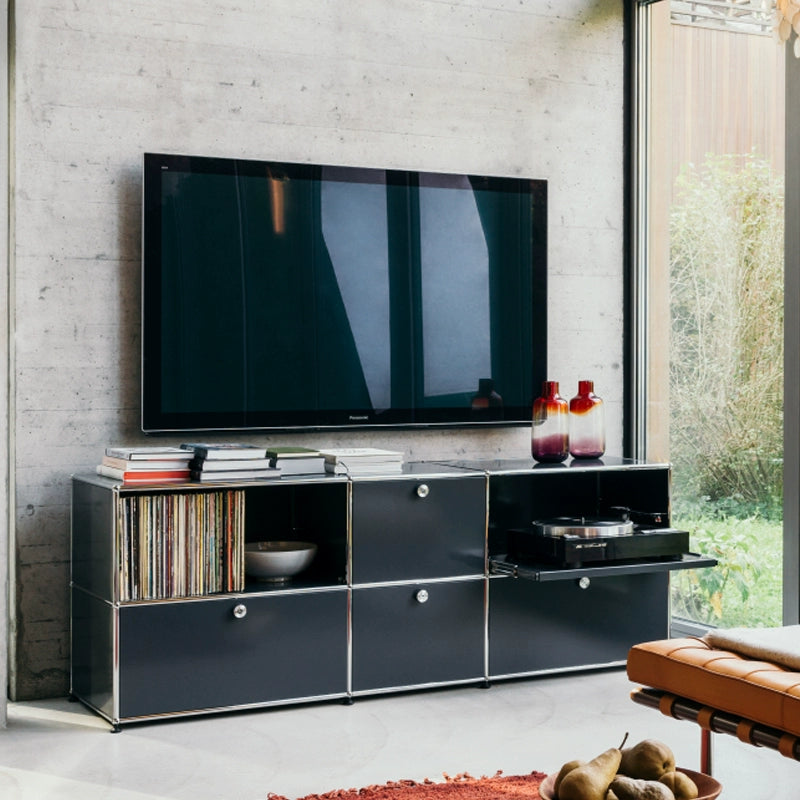 Medieval Light Luxury Dining Side Cabinet Usmah Metallmodulschrank Edelstahl-Eimerschrank Haushalt Wohnzimmer Bücherregal TV-Schrank 