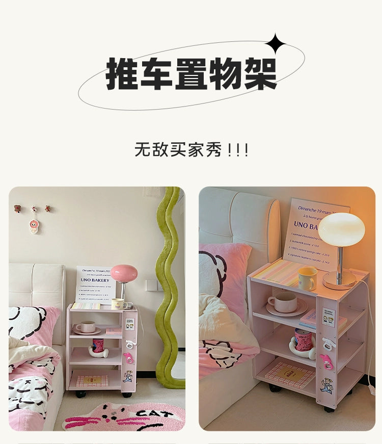 Mobiler Trolley-Rack Schmiedeeisen Sofa Beistelltisch Moderner einfacher Nachttisch Kleiner Couchtisch Leichter Luxus 