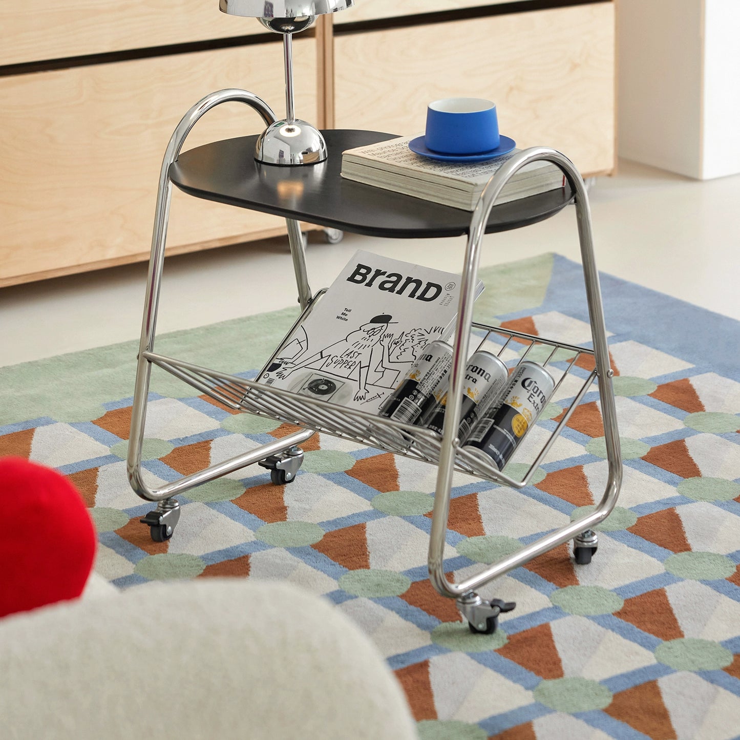 Retro Warenkorb Rack Einfache Ins Wind Mobile Sofa Seite Paar Creme Wind Kleine Wohnung Kaffee Tisch 