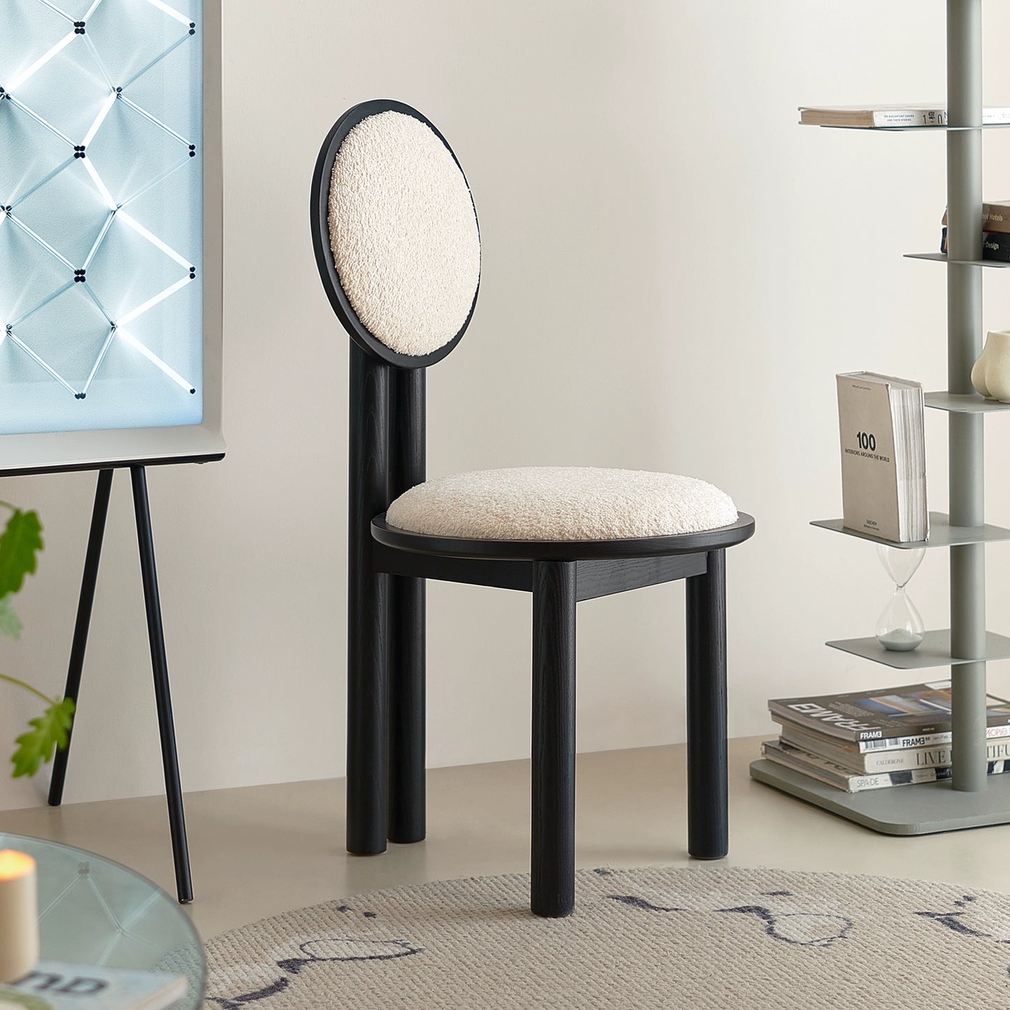 Ohrringstuhl Französischer Retro-Esszimmerstuhl aus massivem Holz, Designer-Künstlerstuhl, Home Soft Bag Dressing Hocker 