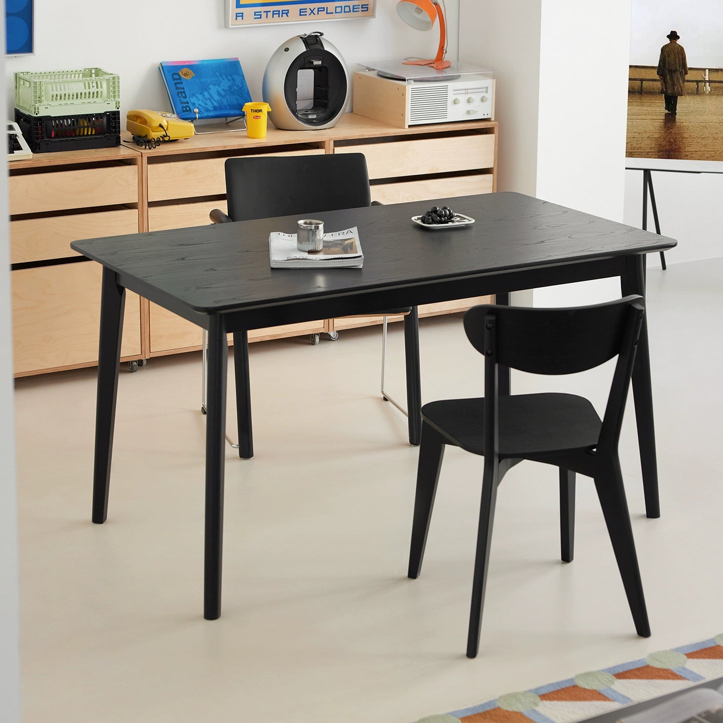 Esstisch aus reinem Massivholz, rechteckig, schlicht, antik, Esstisch, Schreibtisch im Wabi-Sabi-Stil für den Haushalt 