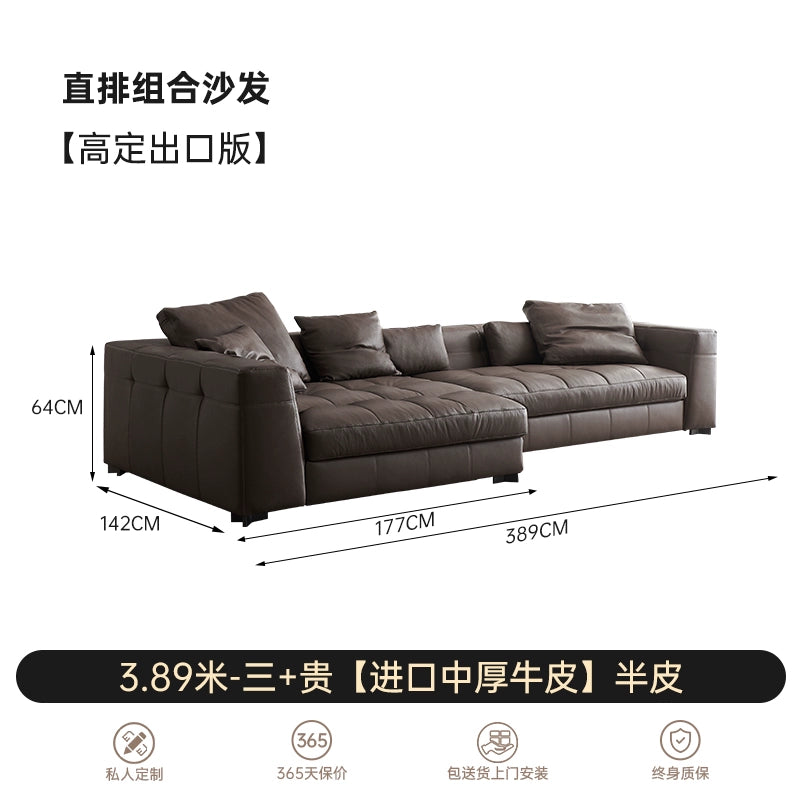 Italian Light Luxury Blaze Sofa Modern High-end Villa Living Room Size Apartment Leather Sofa Straight Combination
